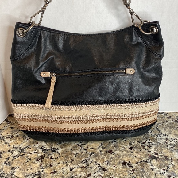 The Sak Indio Demi Shoulder Bag, Black/Shiitake Crochet, One Size - Picture 5 of 12